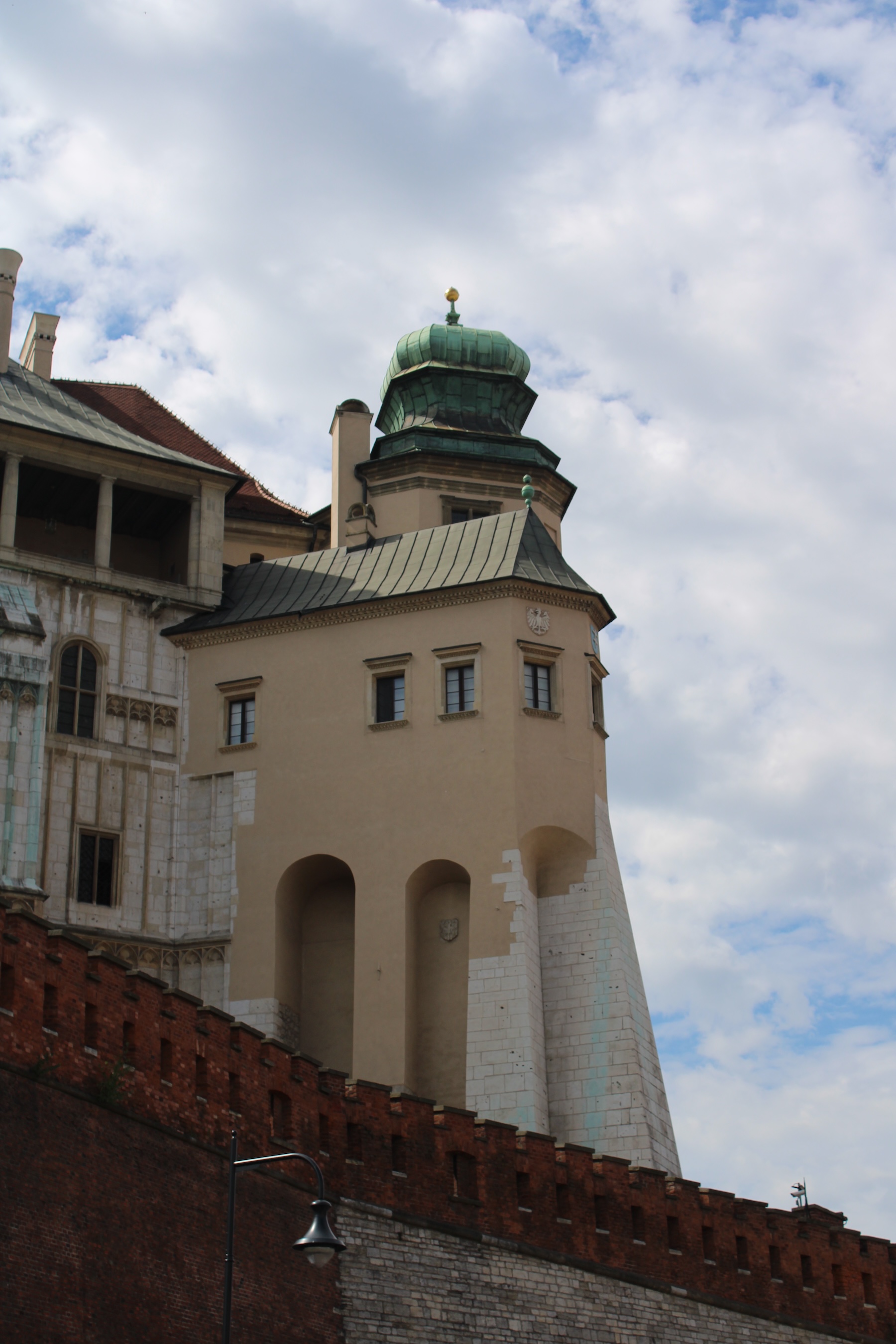 A tower behind the walls of Wawel castle