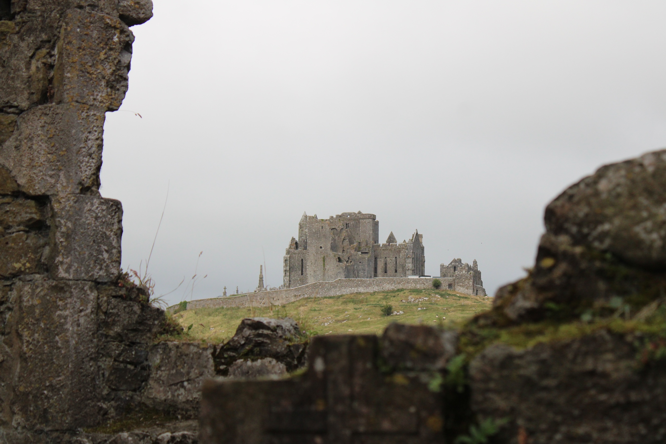 Cashel Rock seen through the ruins of another castle