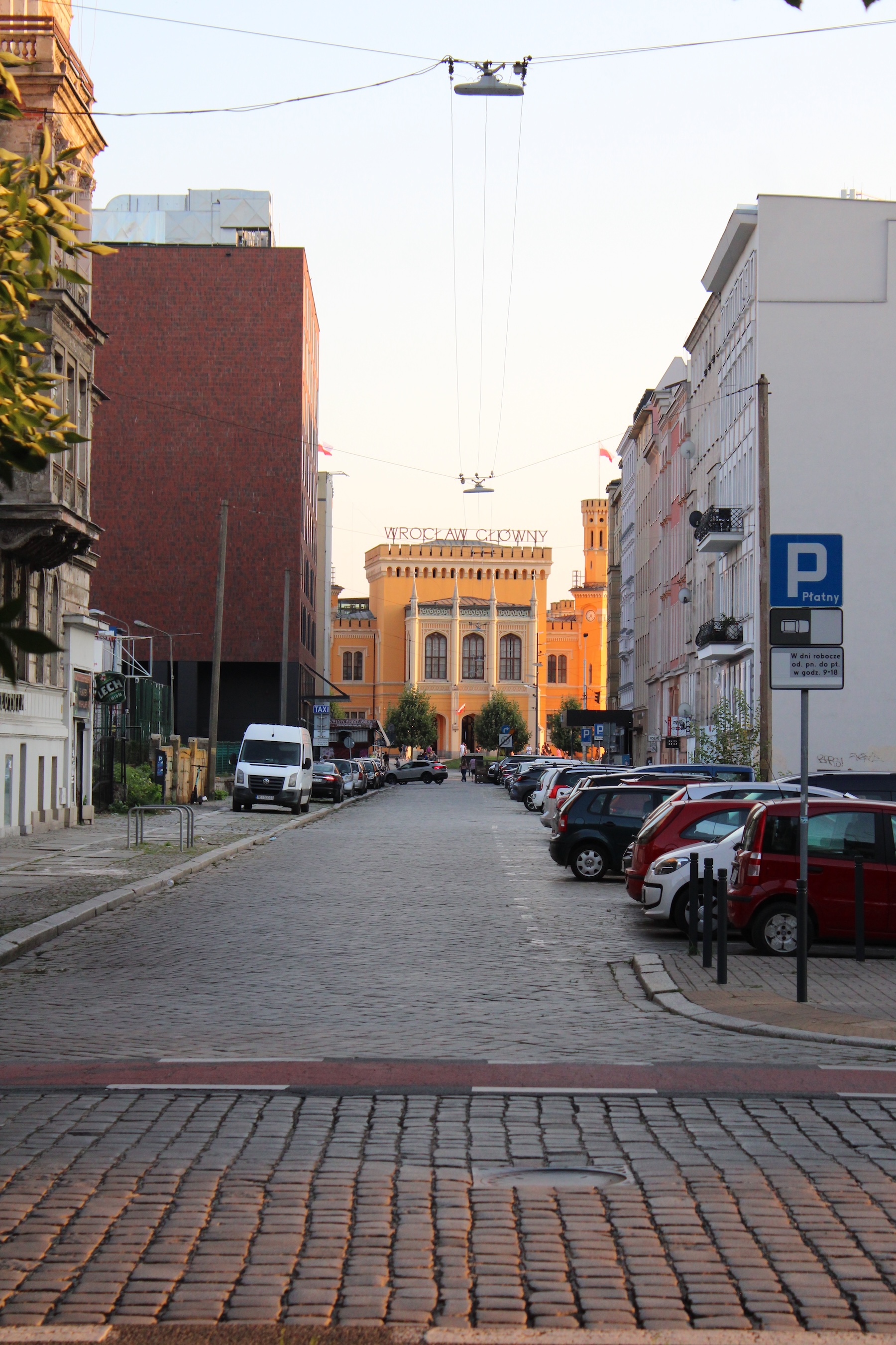 The station as seen at the end of a small cobbled road leading up to it